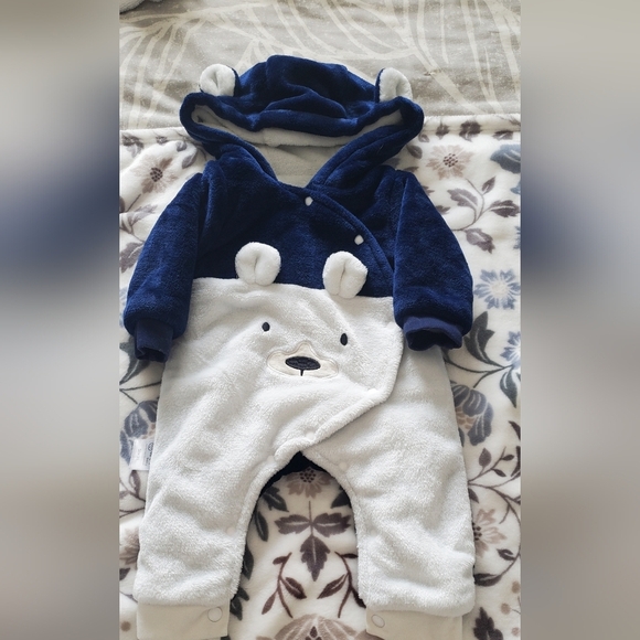 Carter's Other - Cozy Navy and White Bear Kids One Piece Coat
